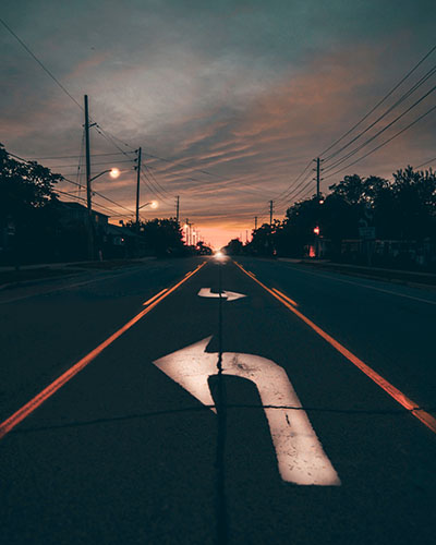 Road with left turn lane